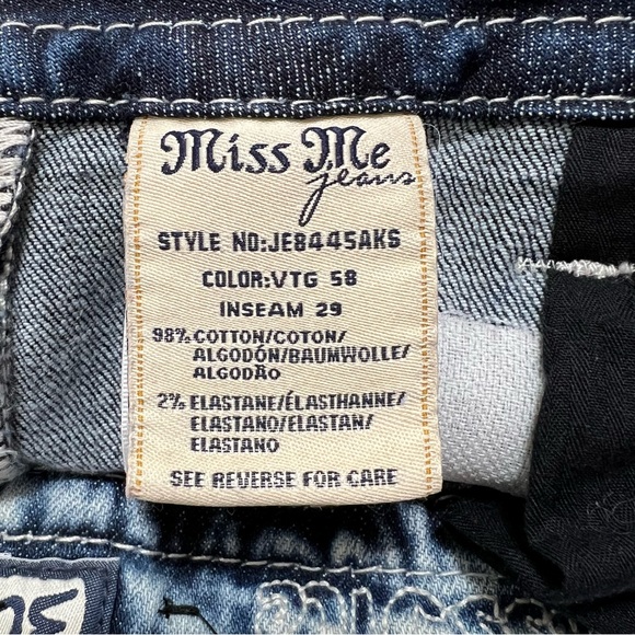 Miss Me Embellished Signature Ankle Skinny Jeans Acid Wash Mid Rise Size 30 Y2K - Picture 13 of 16